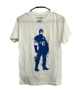 Marvel Small Captain America White Graphic T-Shirt Cotton Retro Nostalgia Core